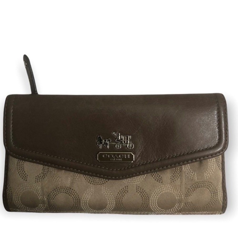 Coach Madison op c brown bronze leather multicolor wallet